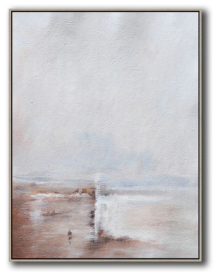 Abstract Painting Extra Large Canvas Art,Oversized Abstract Landscape Painting,Huge Abstract Canvas Art,Grey,White,Pink.etc